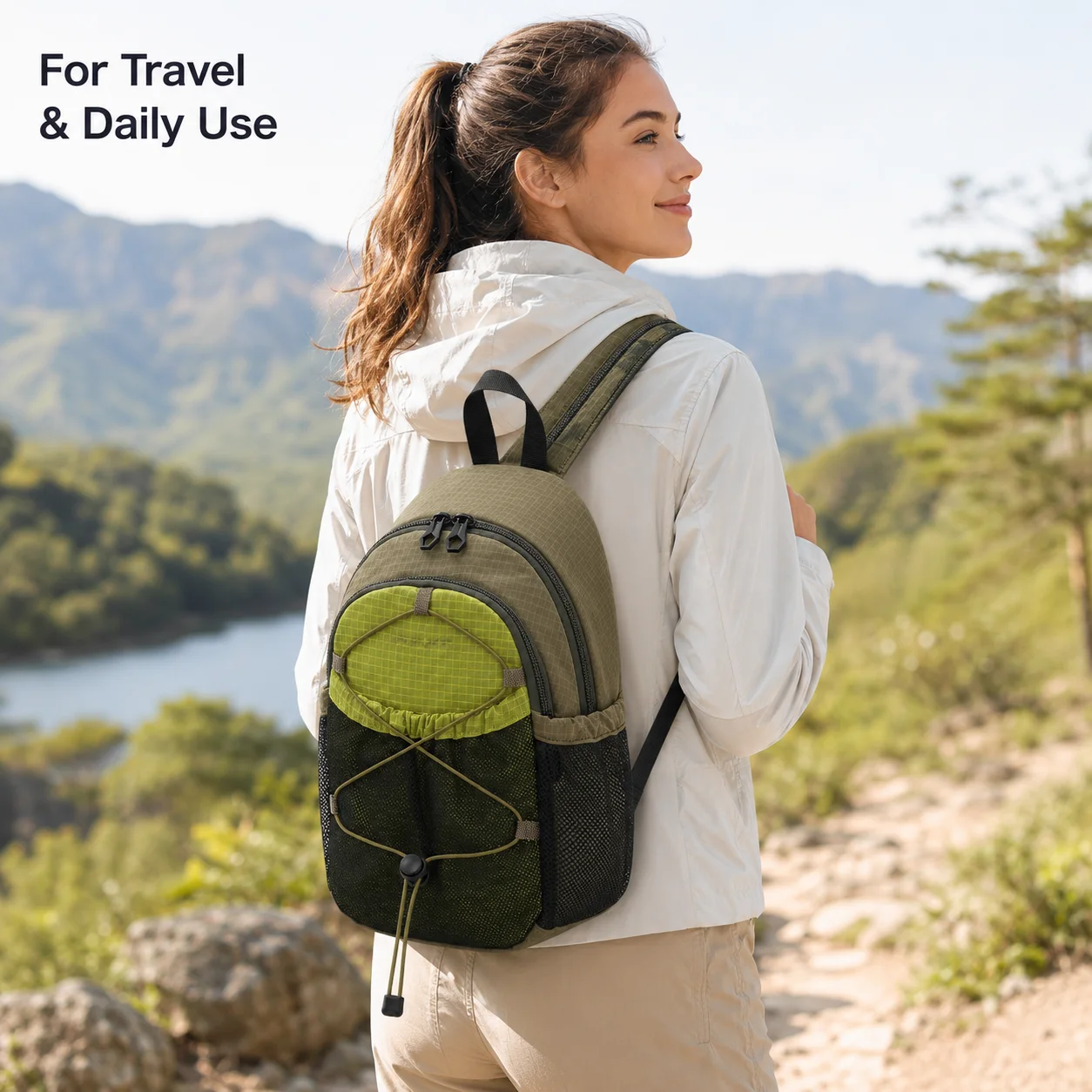 Convertible Sling Backpack, Lightweight Multi-Pocket Chest Bag with Convertible Straps for Travel, Hiking and Cycling