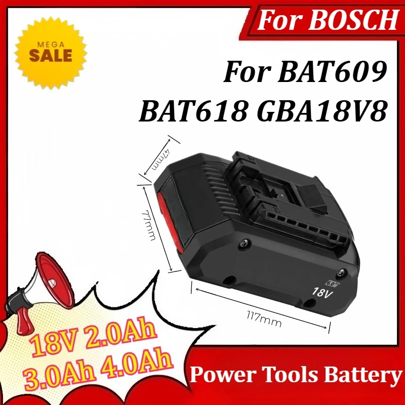

New 21700 18V 2.0Ah 3.0Ah 4.0Ah Power Tools Battery for BOSCH BAT609 BAT618 GBA18V8 Replacement Battery