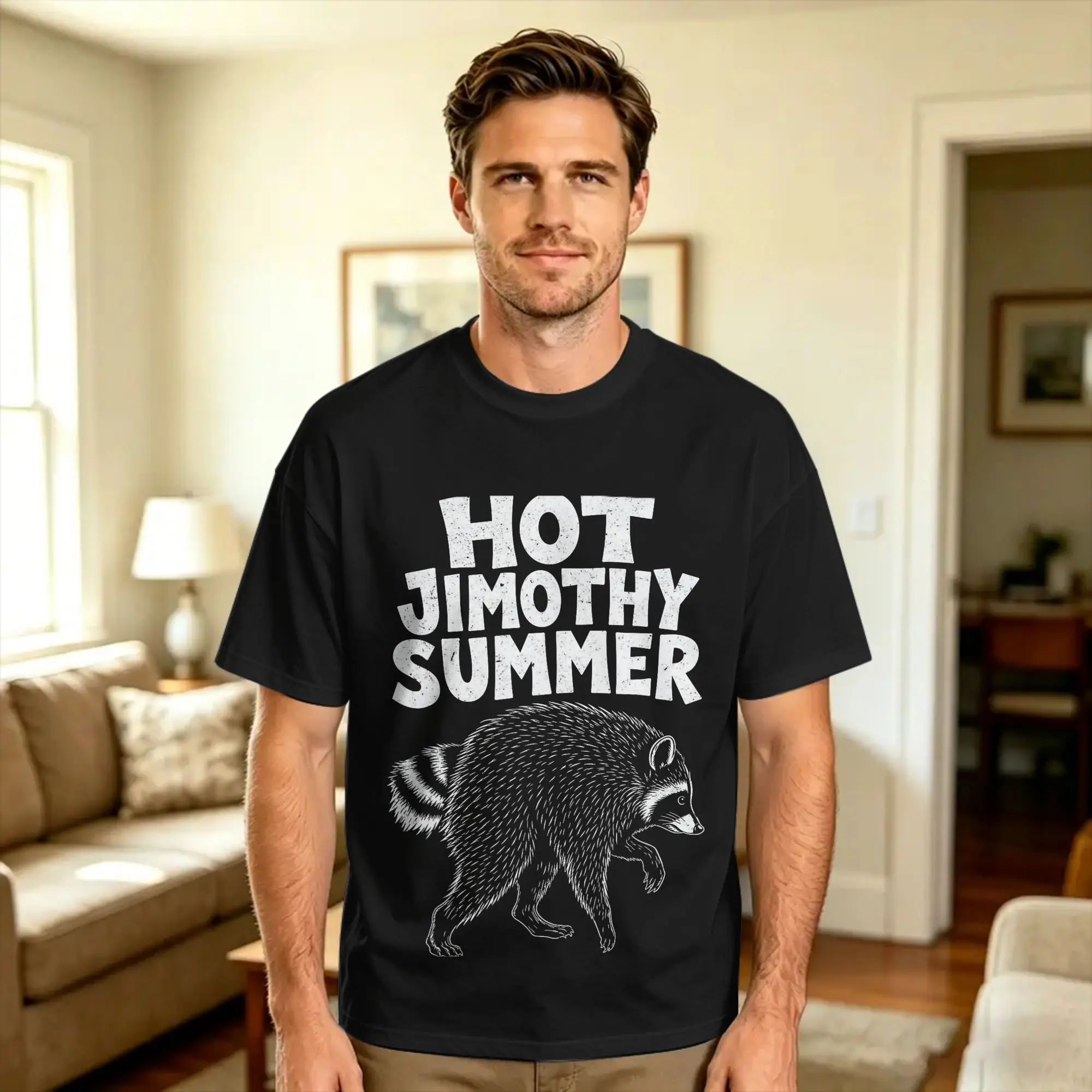 Hot Jimothy Summer Timothy Raccoon Stay Weird Gag T-Shirt Summer  Cotton T-Shirts For Men's Loose Tee Shirt Short Sleeves Tops