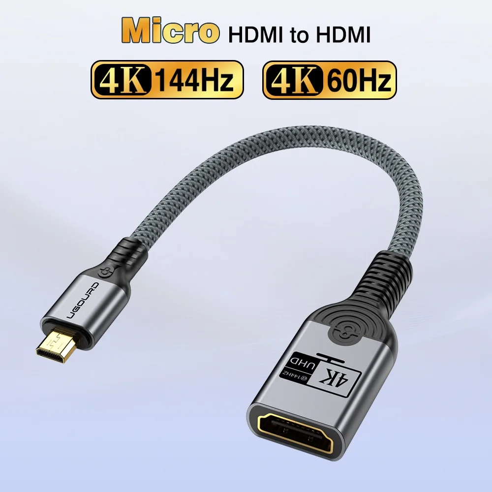 Mini-HDMI-Stecker auf HDMI-Buchse Adapter 4K144HZ 4K 120Hz Micro-HDMI-Stecker auf HDMI-Buchse Kabelkonverter Bidirektional 4K60Hz 30Hz