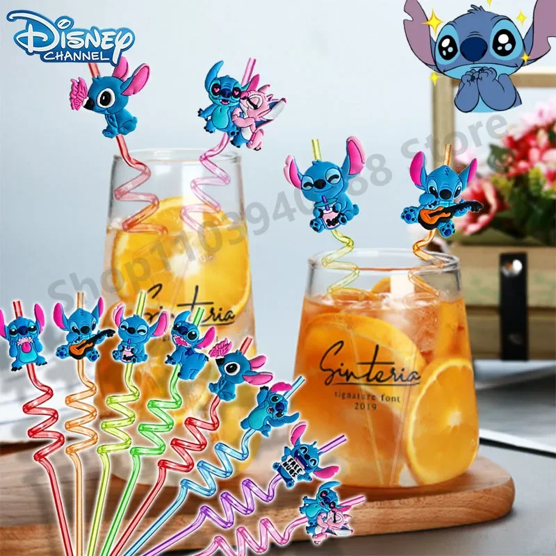 

1 set Stitch Bending Straws PVC Food Grade Summer Cartoon Party Small Gift Repeatable Straws for Kids Birthday Party Decorations