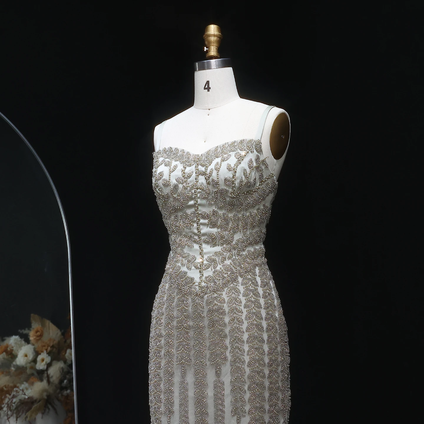 Sharon Said Luxuriöses Dubai Abendkleid mit Spaghettiträgern in Blau für Damen, Arabisches Kleid für Partys und besondere Anlässe, SS694, Maßanfertigung – Detail 21