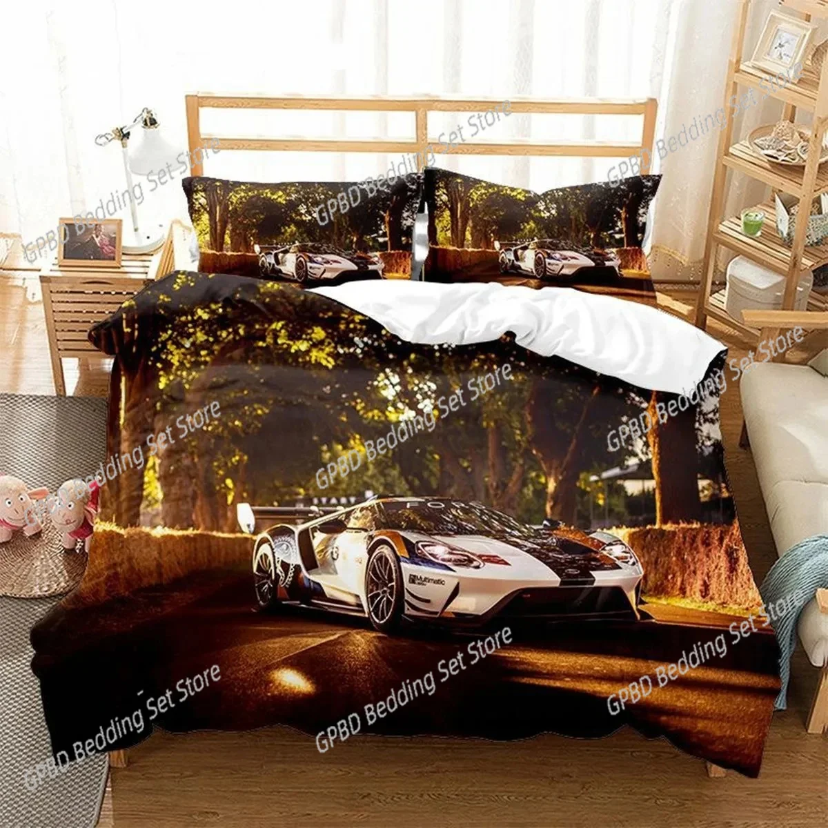 3D Print Sports Car Comfortable Duvet Quilt Cover Pillowcase Bedding Set Children Bedroom Decoration Home Textile