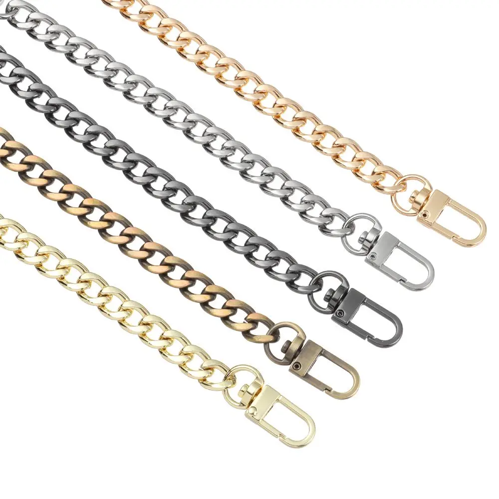 Ultralight Aluminum DIY Shoulder Bag Straps Metal Flat Chain Extender with Metal Buckle Replacement Purse Chain