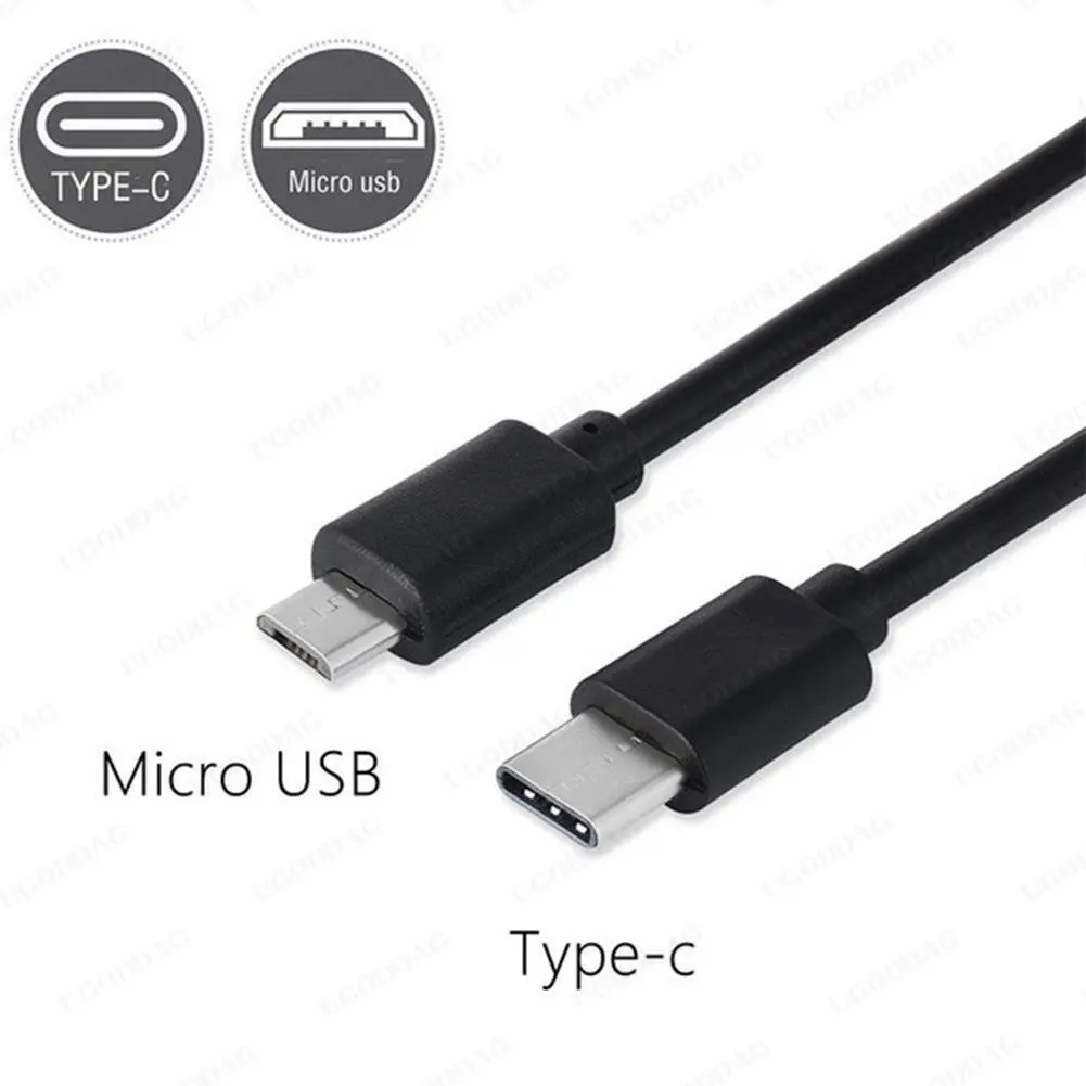 Type C USB-C To Micro USB Cable For Samsung Xiaomi Micro B USB Type C Cord Male To Male Straight Elbow Head Fast Charge Data