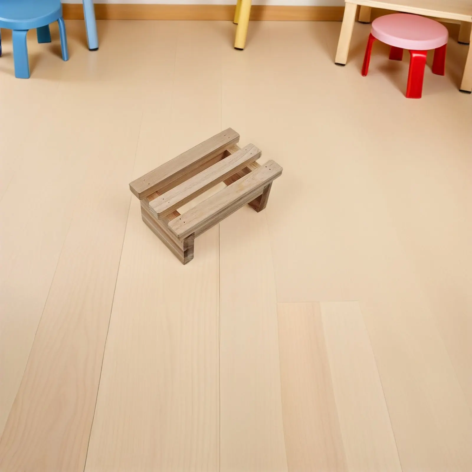 Wooden Step Stool Ergonomic Footstool Compact Step Bench Wear Resistant Home Furniture for Bedroom Living Room