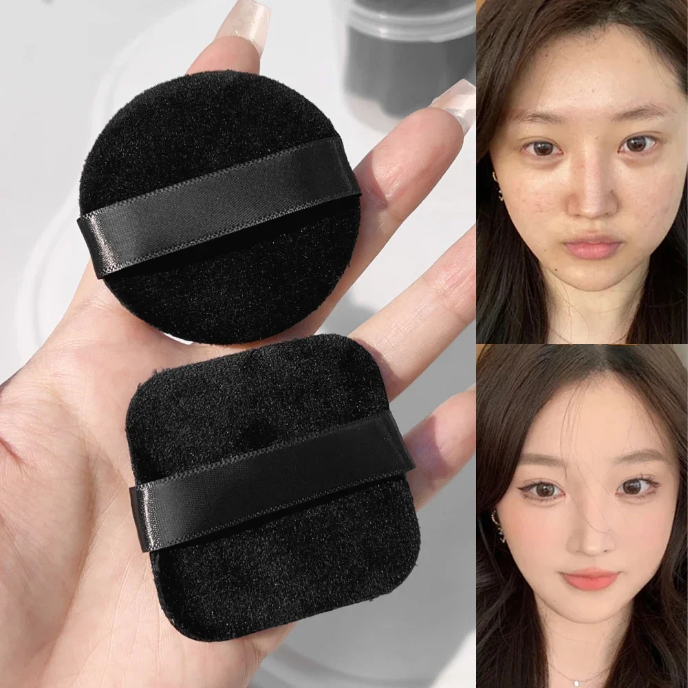 20pcs Loose Setting Powder Puffs with Box Black Velvet Cosmetic Puff BB Cream Foundation Powder Pad Makeup Tools Accessories