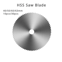 40/50/60/63mm 10pcs/30pcs HSS Circular Saw Blade Milling Cutter Mini Milling Cutter Remel Metal Wood Cutting Discs Drill