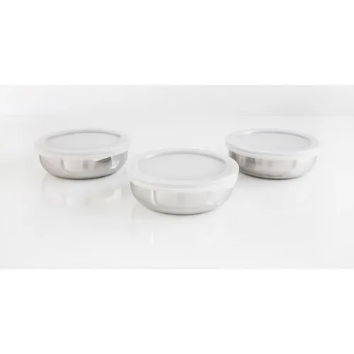 Mama Camilla 3 Pcs Set Clamshell Storage Container Chrome 12 cm 250 ml Small Size