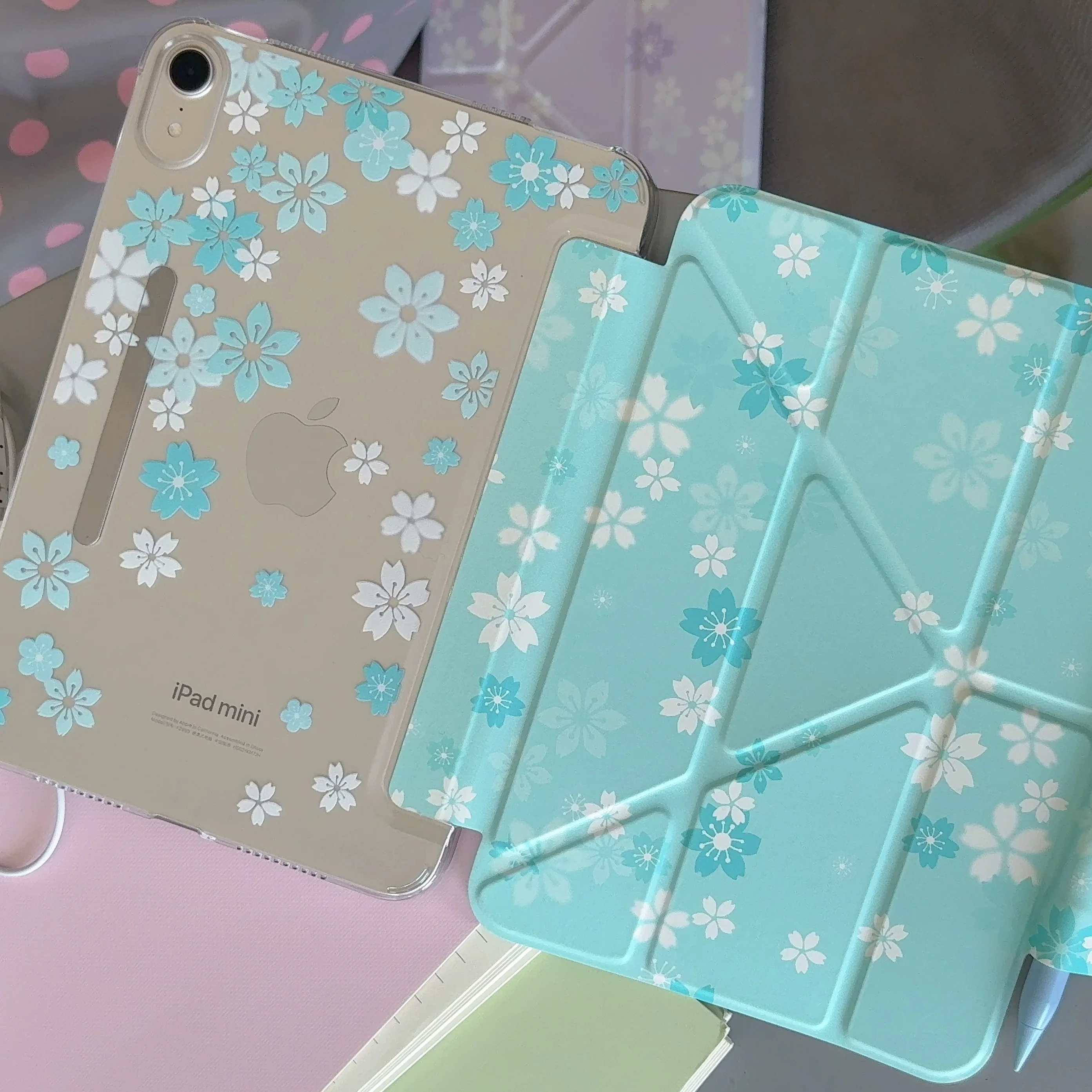 Ins KoreaPurple Cherry Blossom Y2K Tablet Case For iPad Pro 13in 11th M5M4 12.9in A16 7/8/9/10th Air4/5/6/7 11in M2M3 Mini Cover