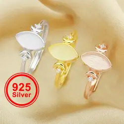 5x10MM Keepsake Mother Milk Resin Marquise Bezel Ring Settings,Moon Solid 925 Sterling Silver Rose Gold Plated Ring 1294601