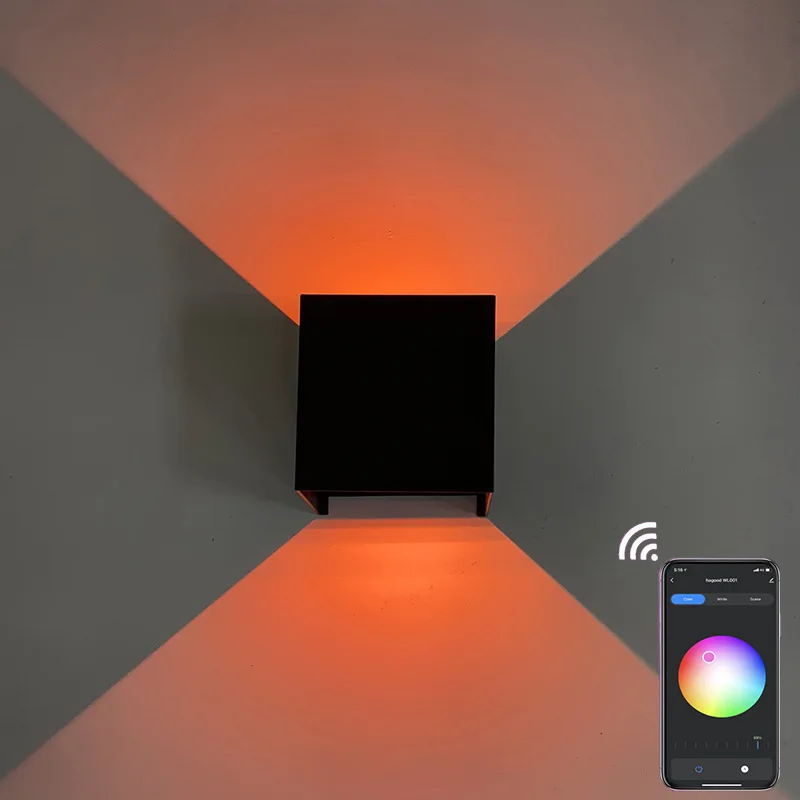 2022 New Intelligent APP Controlled Colorful Dimming LED Wall Lamp Waterproof Outdoor Garden Villa Wall Lights Modern Simple