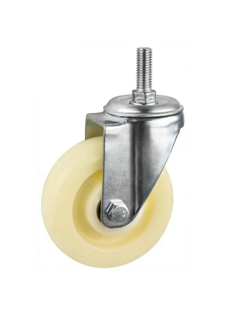 

1 Pc 4 Inch Screw Caster M12 Medium Double Bearing Wheel White Nylon Universal Rack Wholesale