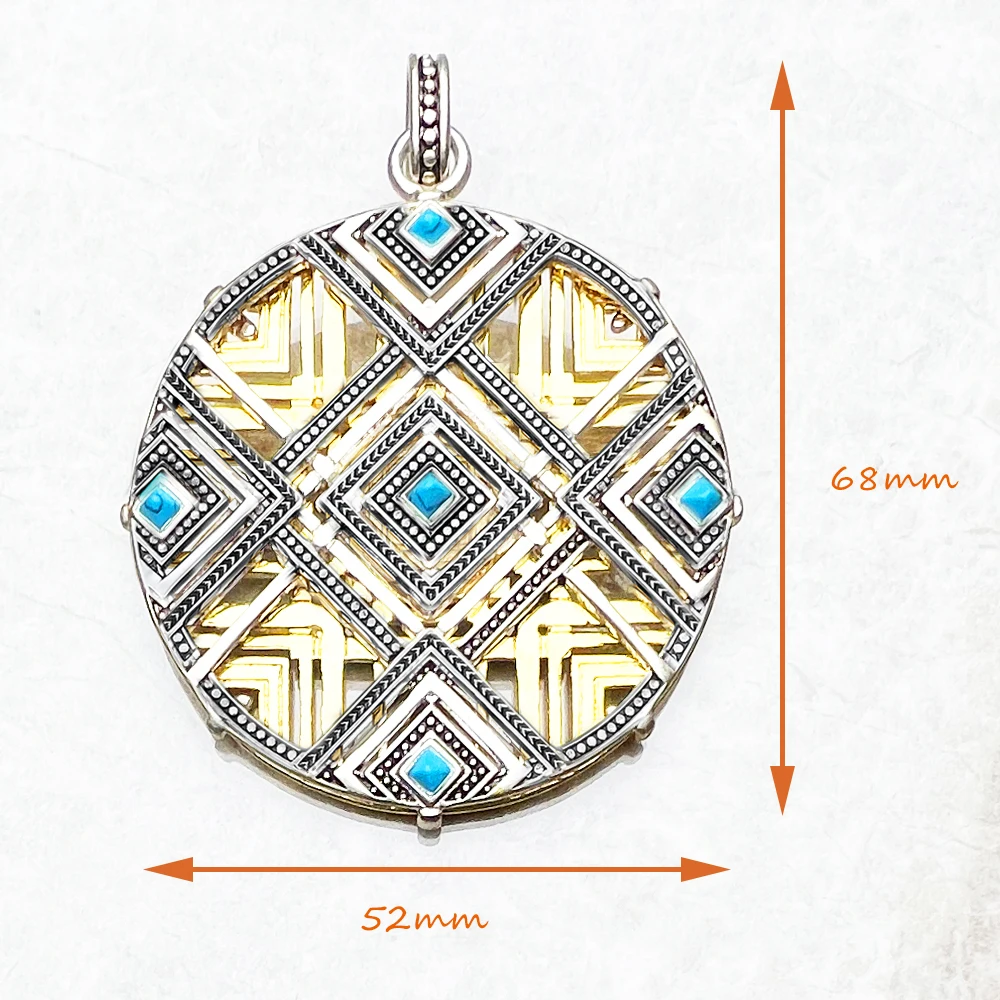 Pendant Blue Africa Ornament,Brand New Fashion Jewelry 925 Sterling Silver Bijoux Necklace Accessories Gift For Woman @