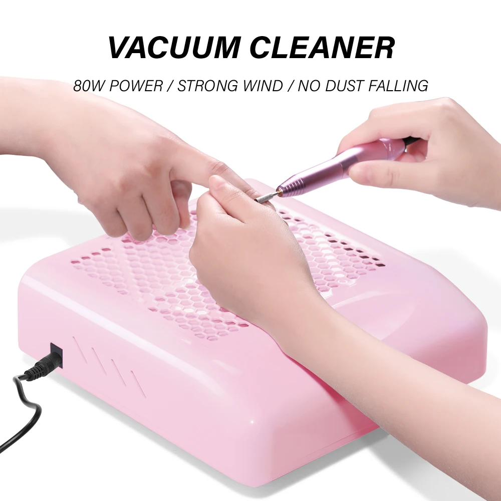 LINMANDA 80W Large Nail Dust Collector Manicure Machine Tools Strong Power Nail Vacuum Cleaner With Remove Filter For Home Salon