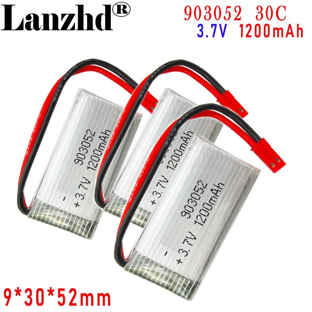 

NEW 903052 30C High rate polymer 3.7V lithium Battery 1200mAh For model airplane model medical device battery