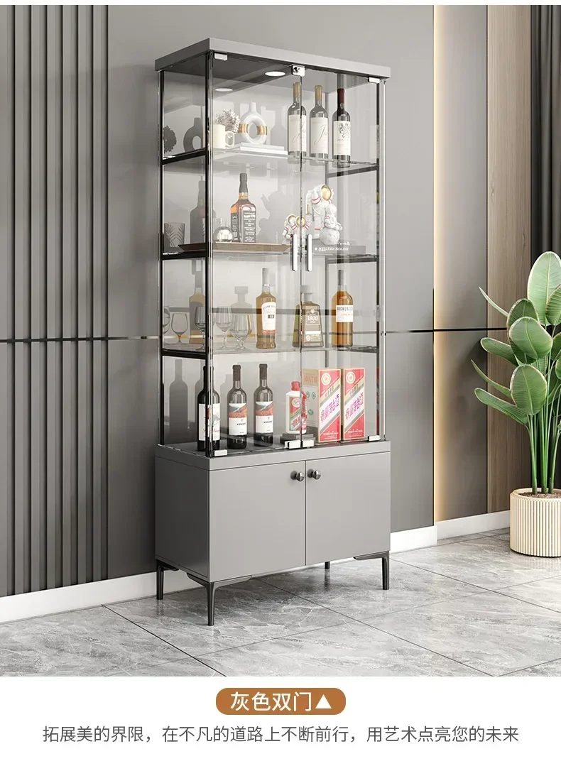 

Обеденный боковой винный шкаф из цельного дерева, встроенный настенный светильник, роскошный домашний светильник для гостиной, современный минималистичный стеклянный шкафчик