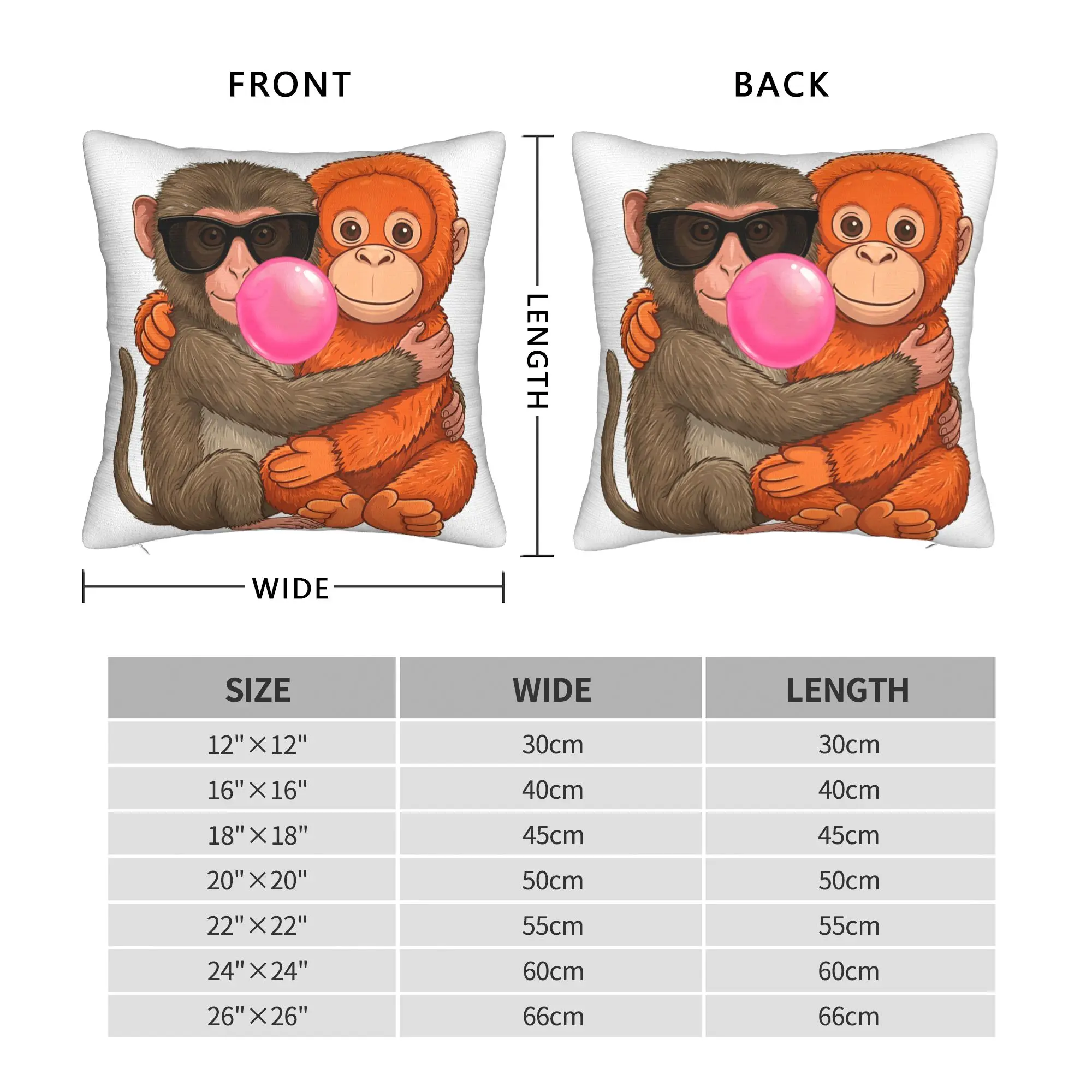Pillow Case Cute Monkey Punch Hugging with Sunglasses and Bubblegum Soft  Pillow Cover For Sofa Home Decor Morden Pillowcases