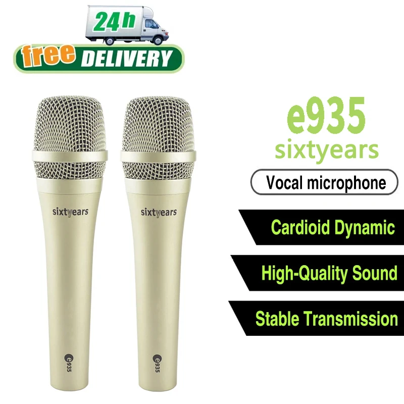 2024 New E935 Gold Color Microphone E935 Sixtyear Champagn Wired Dynamic Cardioid Professional Studio Vocal Karaoke Microphone