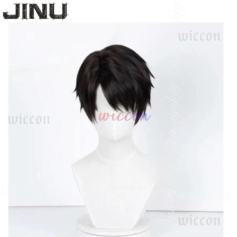 Kpop demon hunters filme jinu cosplay saja meninos com roupões pretos e traje de canto e mesma peruca preta cosplay traje conjunto completo
