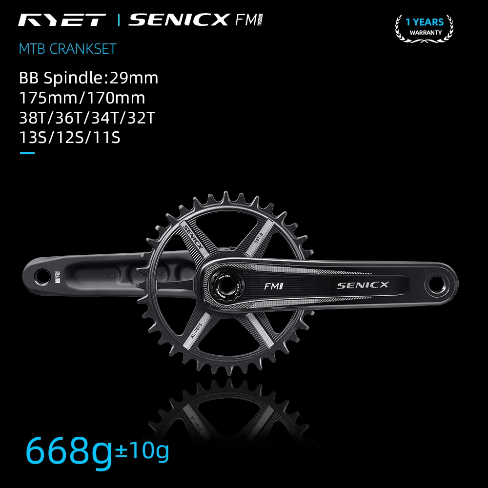 

Комплект шатунов RYET MTB 2026, ось DUB 29 мм, легкий (668 г), с ведущей звездой 32T-38T, 170/175 мм, для горного велосипеда, запчасти для велоспорта