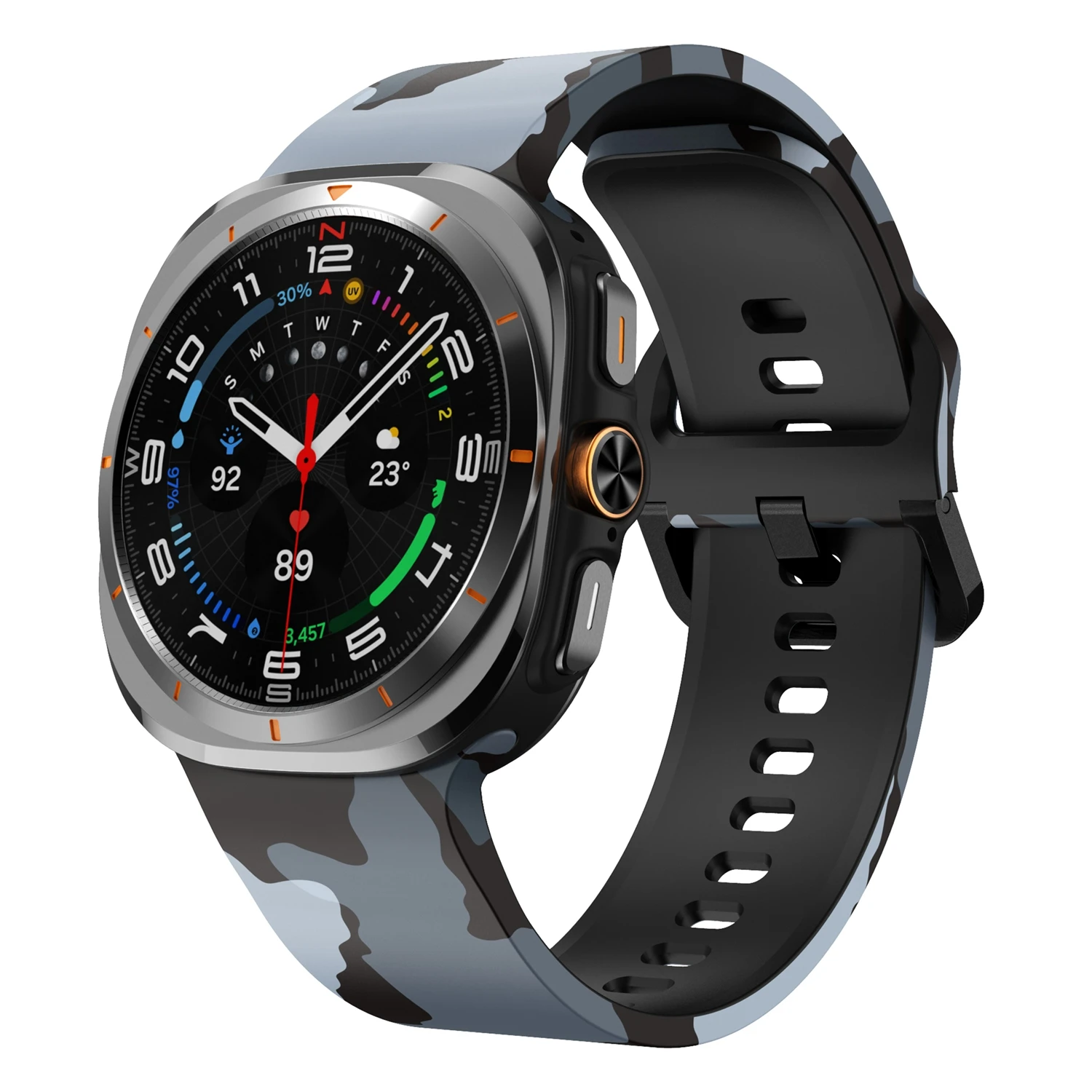 حزام ساعة مطبوع من السيليكون مناسب لساعة Samsung Galaxy Watch Ultra 2025 مقاس 47 ملم ملحق حزام بديل للساعة الذكية
