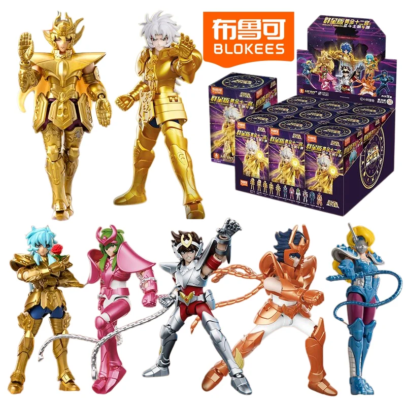 

Blokees Saint Seiya Galaxy Version Vol.4 Blind Box Gold Zodiac Anime Virgo Saga Action Figures Assembled Collectible Model Toy