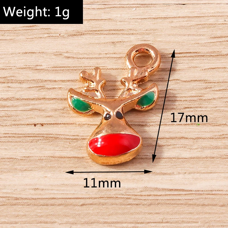 Tusember 20 Stück Niedliche Emaille-Weihnachts-Hirsch-Anhänger für Schmuckherstellung, Ohrringe, Halsketten, handgefertigte Accessoires – Detail 8