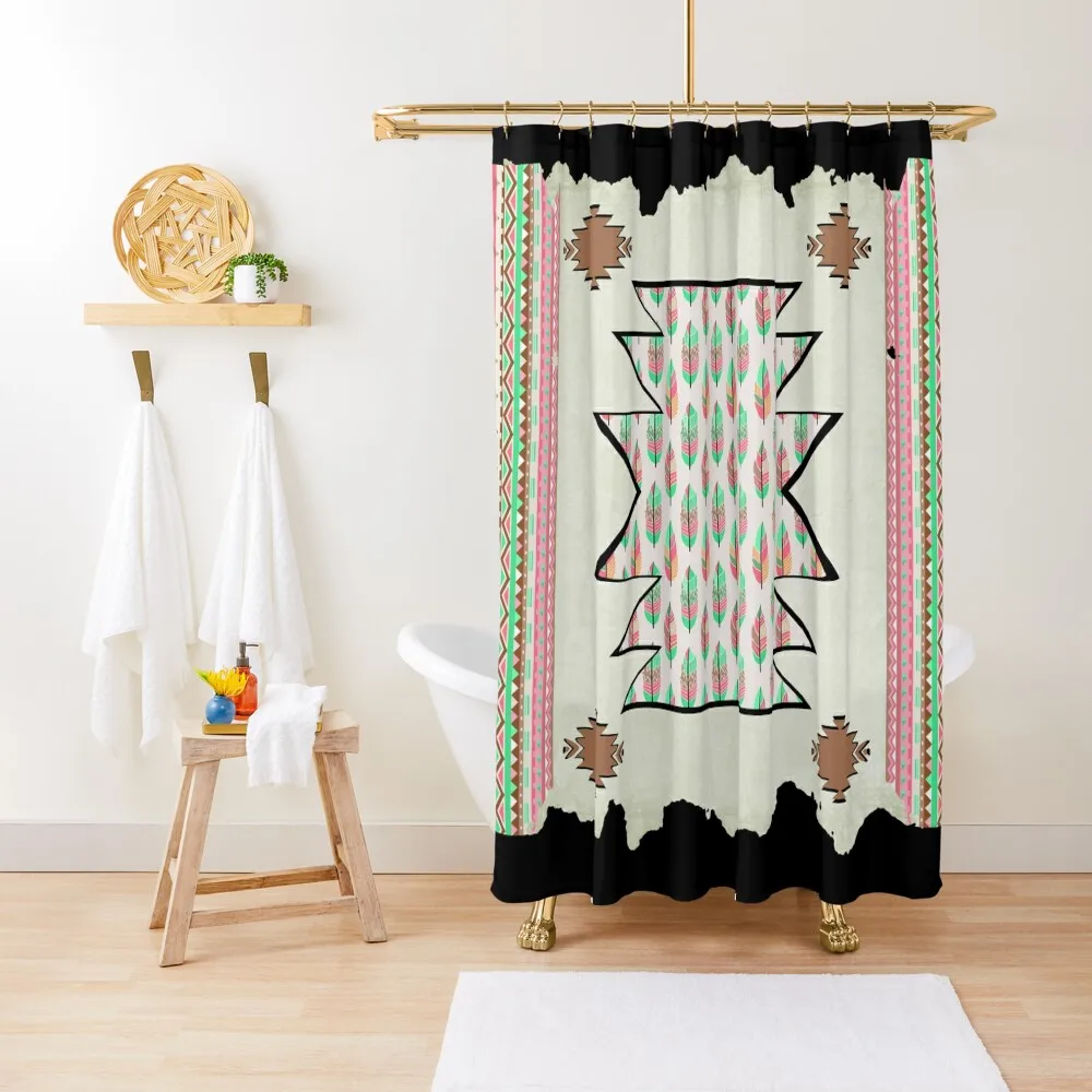 

Native American Symbol - Aztec Boho Chic Shower Curtain For Bathrooms With Beautiful Designs Bathtub Curtain