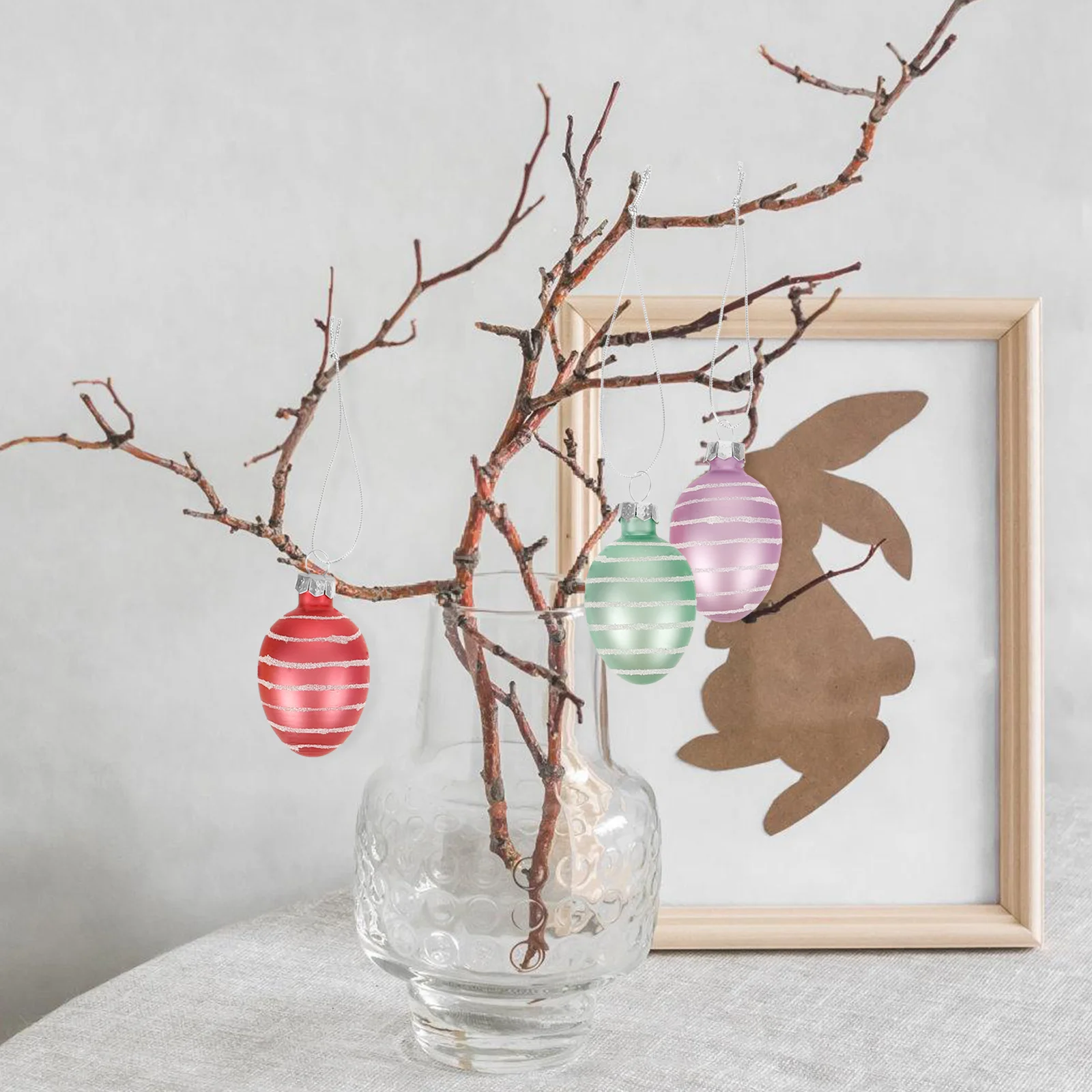 

12Pcs Glass Egg Hanging Ornaments Exquisite Easter Easter Hanging Decorations for Home Party Tree Decor Festival Style Decor