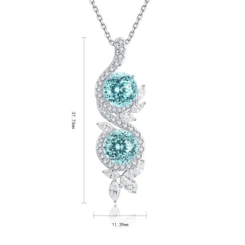 RUIF 2024 New Retro Design S925 Silve Main Stone 7.03ct Lab Grown Paraiba Pendants Necklace Jewelry For  Party Christmas Gift