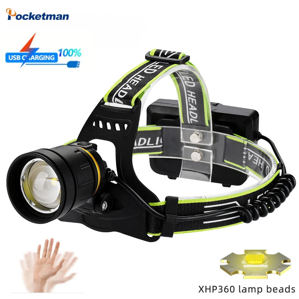 

Strong Light Headlamp Poweful Sensor 36 LED Head Flashlights Telescopic Zoom Waterproof Headlight Outdoor Fishing Camping