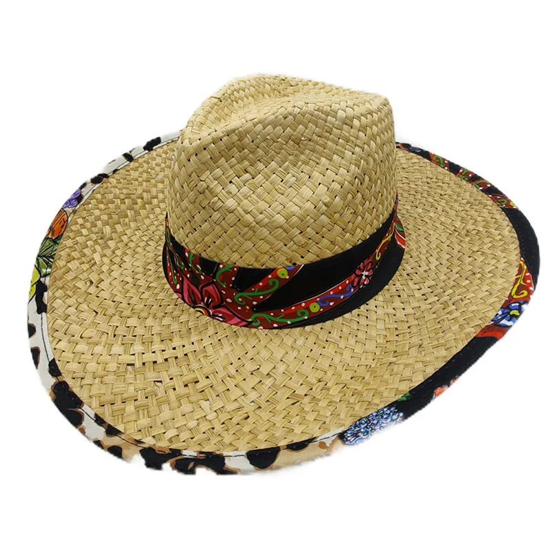 Straw cloth hat, shading beach easy to build papyrus big eaves hat, straw milliner big edge top hat