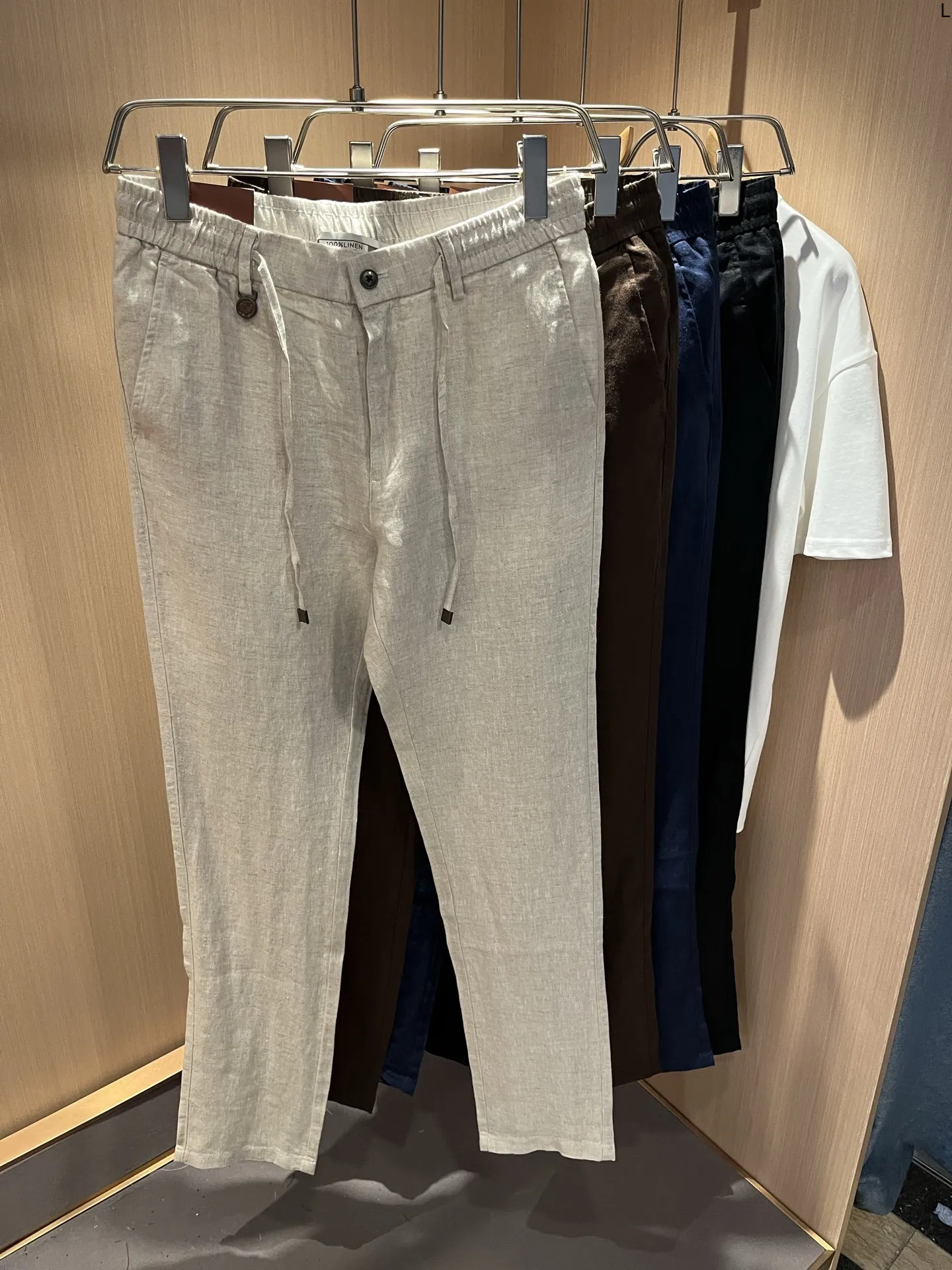 

LP 25ss Italian linen elastic waist simple straight casual pants