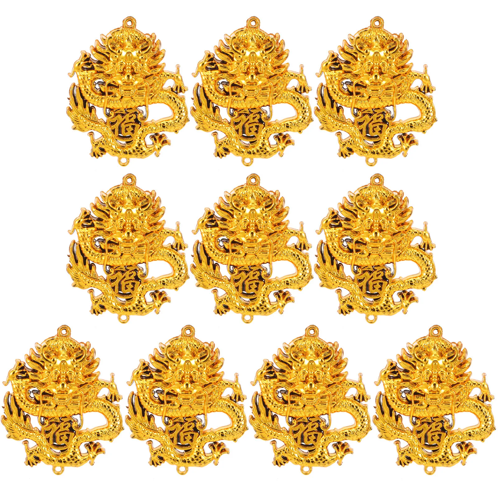 

10Pcs Gold Dragon Decoration Chinese New Year Pendant Hanging Ornament Set Zodiac Dragon Charm for Bonsai Shop Decor