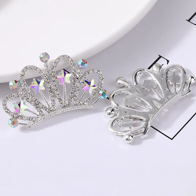 5Pcs Rhinestone Crown Embellishments Flatback Buttons Crowns Hair Bowknot Flower Wedding Decoration DIY Craft Supplies