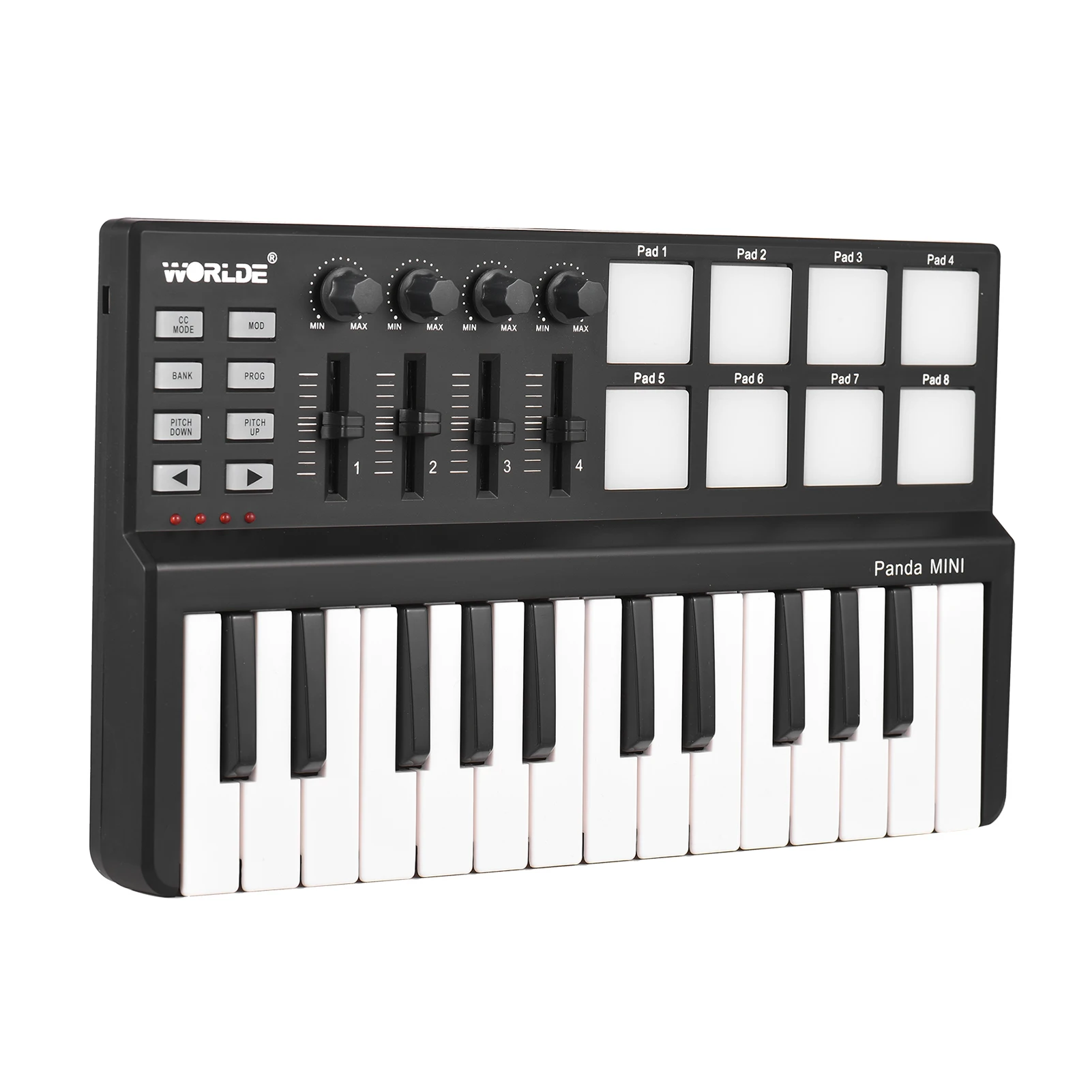 WORLDE Panda mini Portable Mini 25-Key USB Keyboard and Drum Pad MIDI Controller