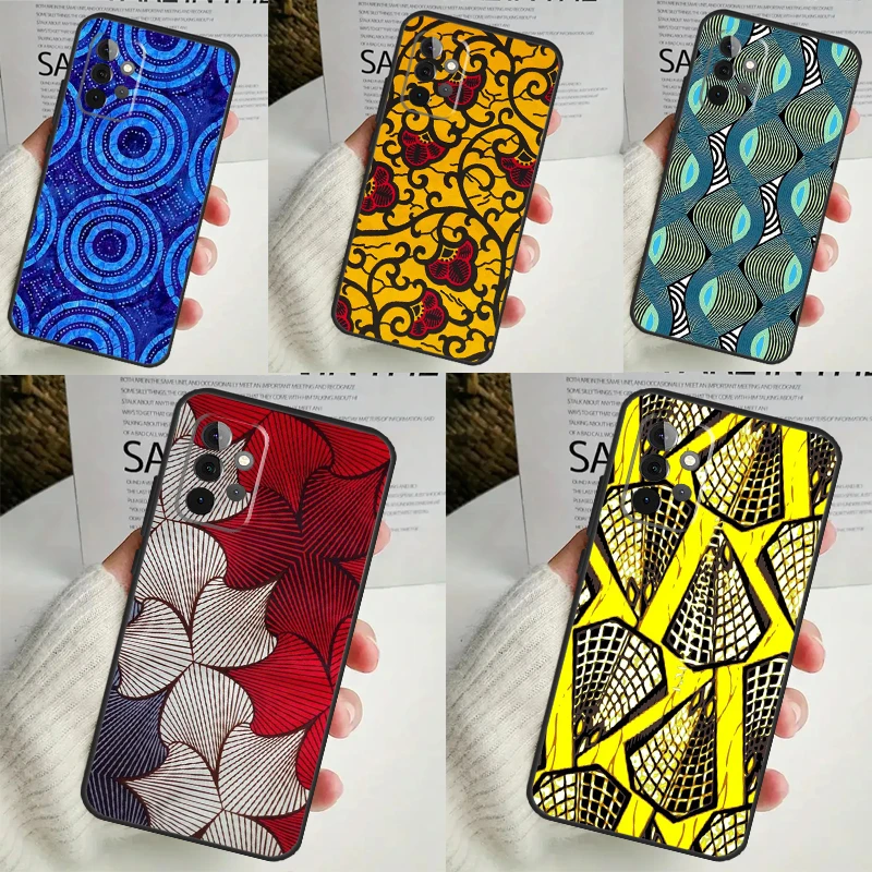 African Wax Pattern Fabric Phone Case For Samsung Galaxy A53 A33 A13 A12 A32 A52 A14 A34 A54 A15 A25 A35 A55 A71 A51