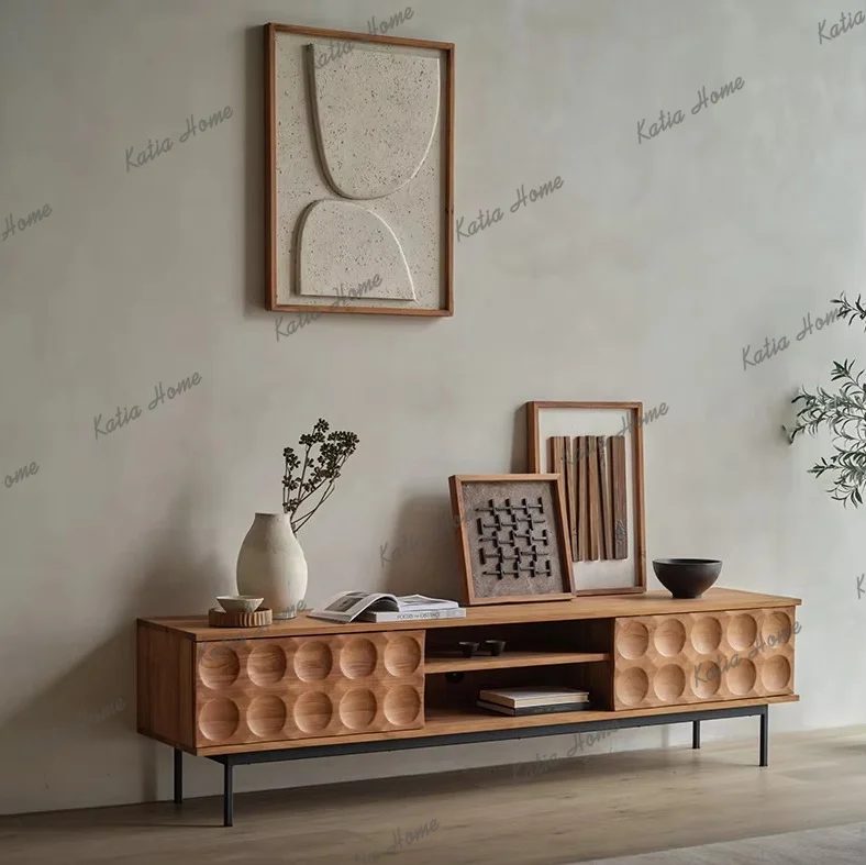 PG TV cabinet French retro solid wood storage storage living room small apartment