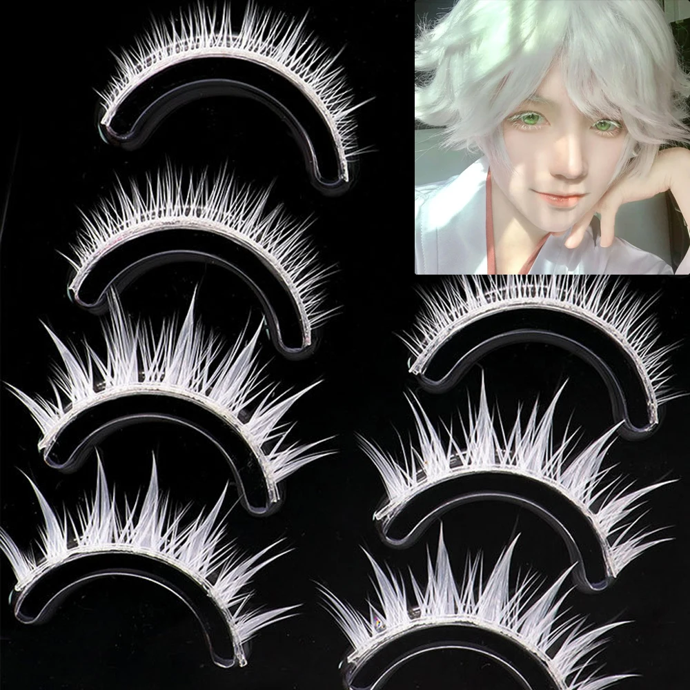4 Pairs Upper + Lower White Cos Eyelashes Set Natrual Wet Eye COSPLAY Comic Party Stage Cosmetics Eye Lashes