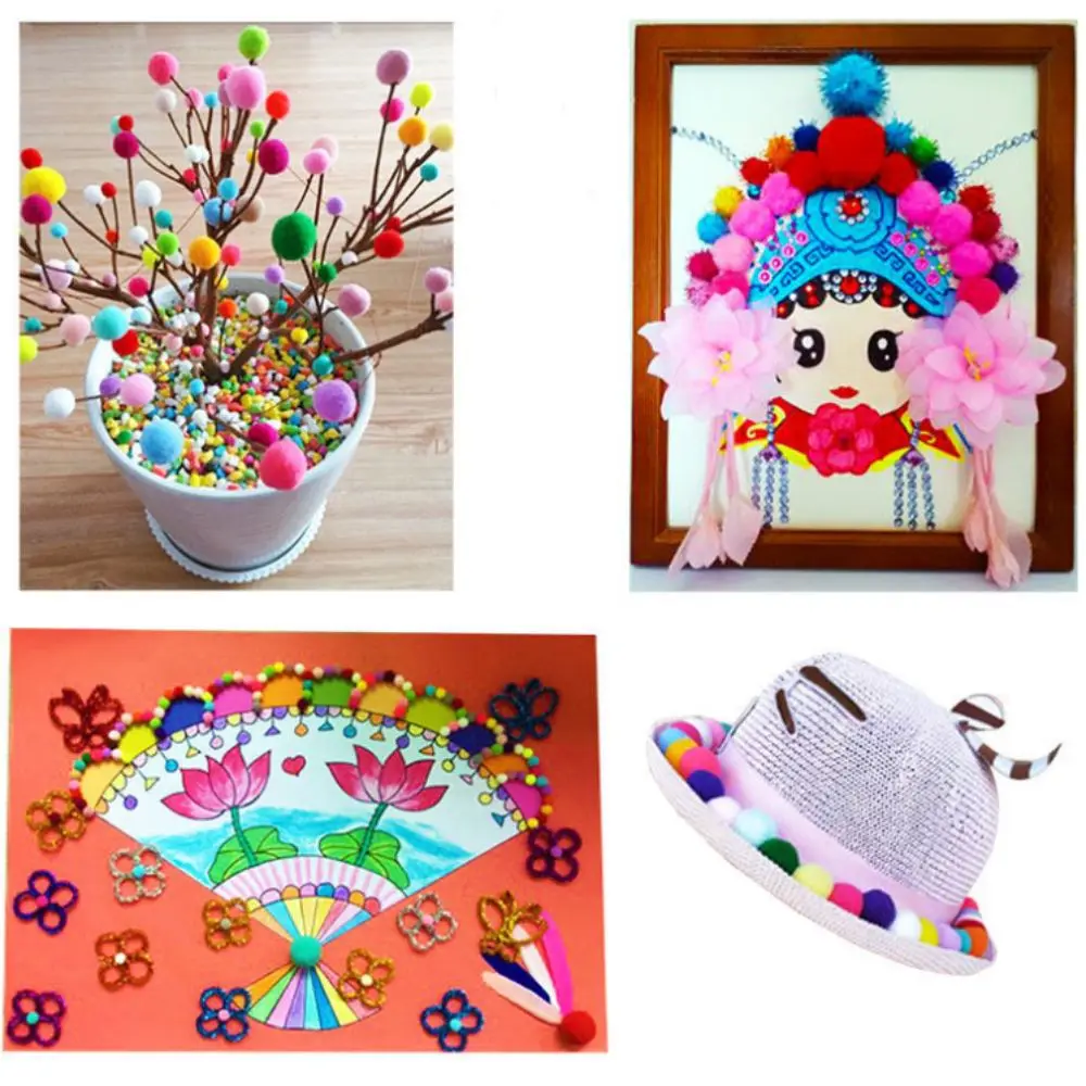 100 ชิ้น Pompoms 10 มิลลิเมตร Pompom Fur Balls Candy สี DIY DIY Pom Pom Ball นุ่ม DIY Plush Ball เสื้อผ้า