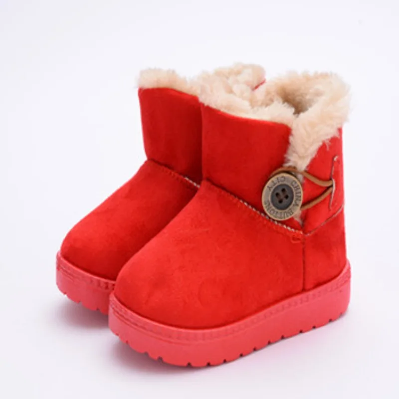 Shock‑Absorbing Waterproof Winter Kids' Soft Snow Boots Slip‑On Thick Warmth Children Boots Suede Non-slip Unisex Buttons Laces