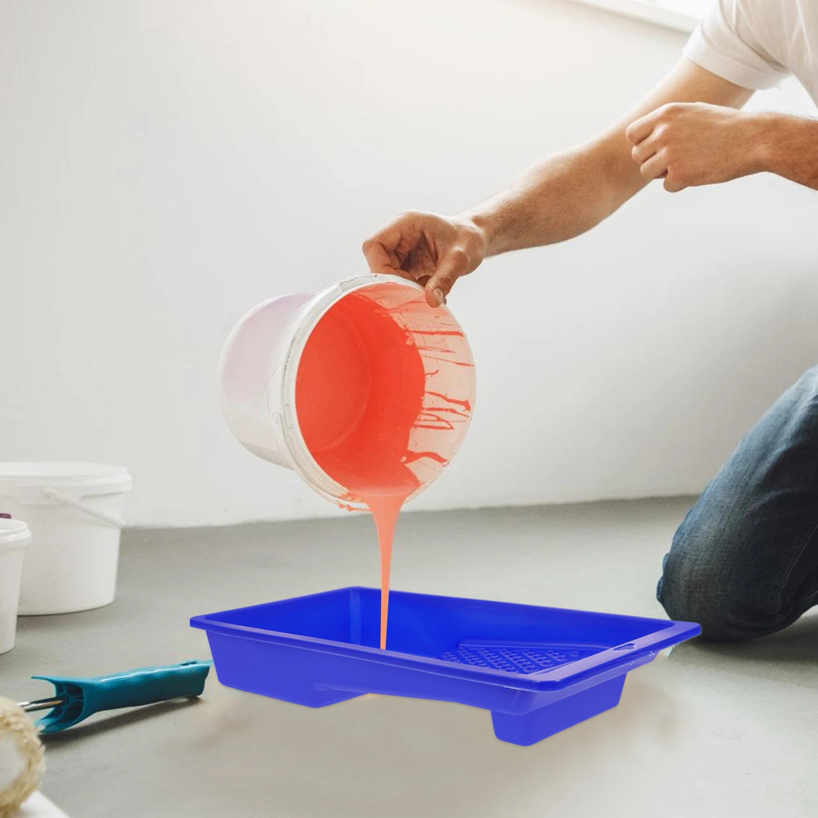 

Plastic Paint Tray 4 Inch Blue Color Roller Foam Trays Storage Painting Tools Pigment Small Trays Easy Cleaning Firmness