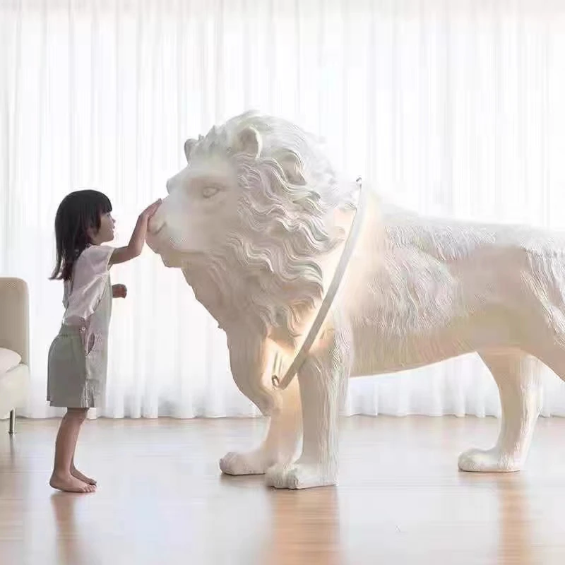 Super Large Lion Sculpture Super Luxury 190x130cm White Lion Statue Unique Decoration for Shop Home Hotel