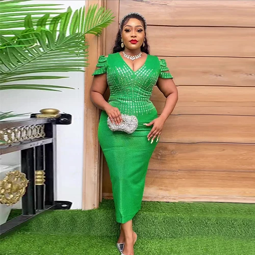 Imagen 2 del producto Vestidos de fiesta africanos de talla grande para mujer, vestido largo sexi de sirena ajustado, vestidos de boda elegantes, trajes Ankara, bata 2025