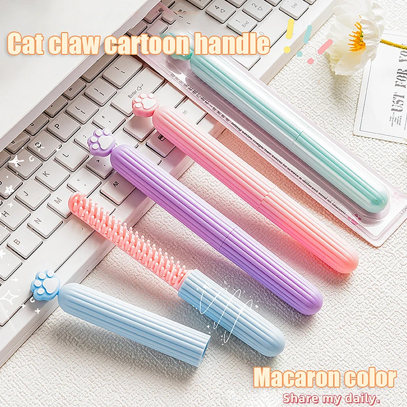 Cute Cat Claw Pen Comb Travel Portable Comb Tangled Hair Comb Massage Anti-static Wet Curly Hair Brush Barber Styling Tool Gifts