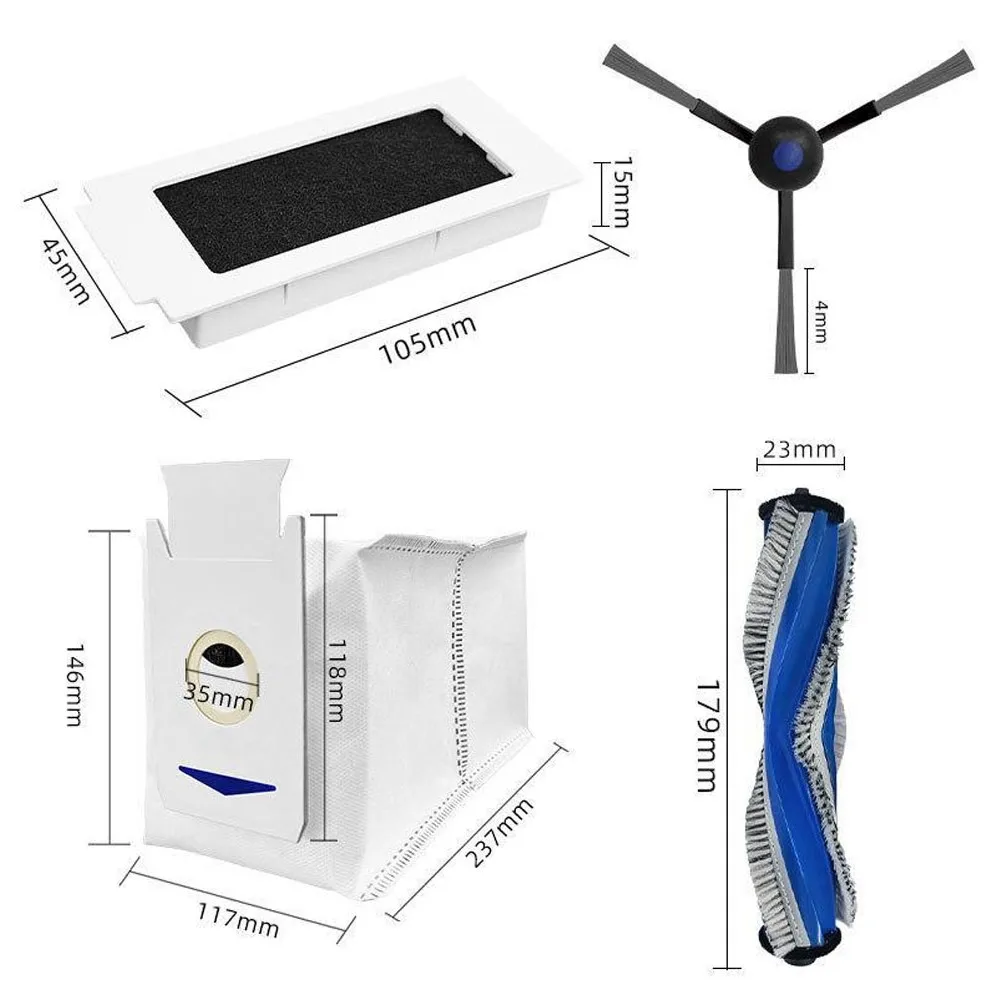 Main Side Brush Filter Mop Pad Bag For Ecovacs Deebot T30 Pro Omni/T30/T30 Omni/T30S/T30S Pro/T30S AI Care Robot Vacuum