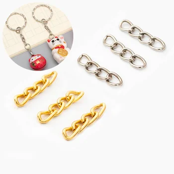 열쇠 고리 펜던트 체인용 골드 금속 체인 커넥터, 걸이식 액세서리, DIY 주얼리 제작, 도매, 50 개, 20mm