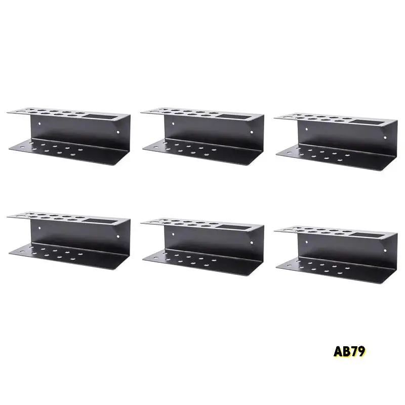 6X 10-Slot Wall Mounted Office Organizer Dry Erase Marker And Eraser Holder Rack, Acrylic Dry Erase Marker Holder, Black