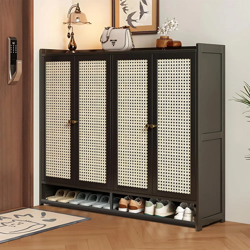 

Shoe Storage Cabinet for Entryway, 36-40 Pairs Large Capacity Shoe Cabinet with Rattan Door, Freestangding Shoe, Customized